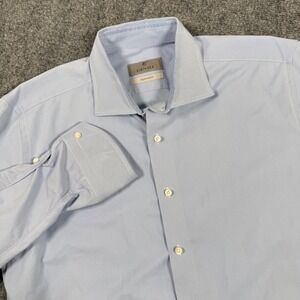 Canali Shirt Size 43-17 Light Blue Long Sleeve Button Up Business Casual Men's